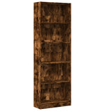 Bookcase Smoked Oak 60x24x176 cm Engineered Wood - Front View