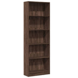 Bookcase Brown Oak 60x24x176 cm Engineered Wood - Front View