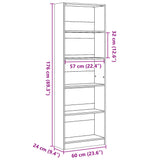 Bookcase Brown Oak 60x24x176 cm Engineered Wood - Extra Image