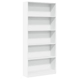 Bookcase White 80x24x176 cm Engineered Wood - Front View