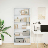Bookcase White 80x24x176 cm Engineered Wood - Side View