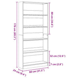 Bookcase White 80x24x176 cm Engineered Wood