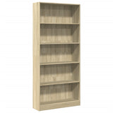 Bookcase Sonoma Oak 80x24x176 cm Engineered Wood - Front View