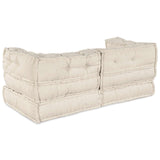 Modular Sofa Unit 2 pcs Cream 140 x 70 x 56 cm Fabric - Front View