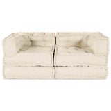 Modular Sofa 2 pcs Cream 70 x 70 x 56 cm Fabric - Low Angle