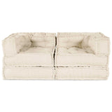 Modular Sofa Unit 2 pcs Cream 140 x 70 x 56 cm Fabric