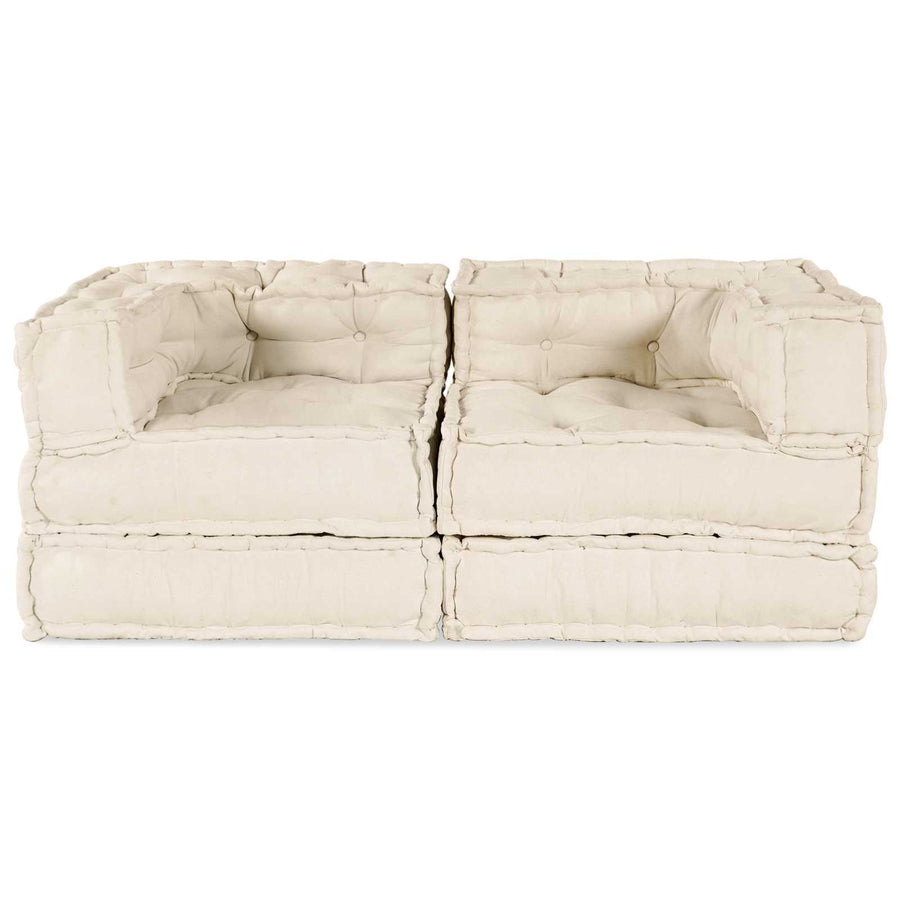 Modular Sofa Unit 2 pcs Fabric Cream 140 x 70 x 56 cm