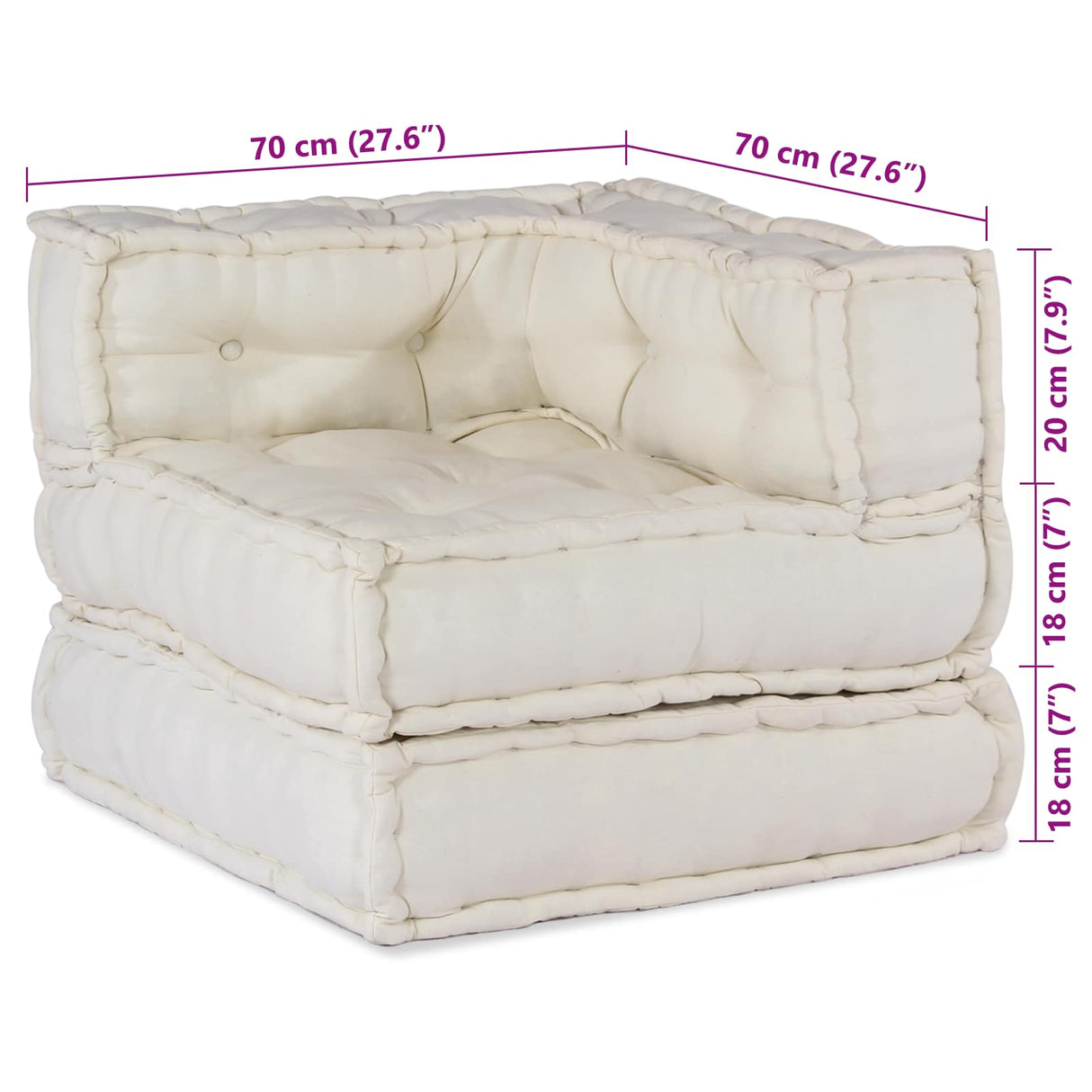 Modular Sofa Unit 2 pcs Cream 140 x 70 x 56 cm Fabric