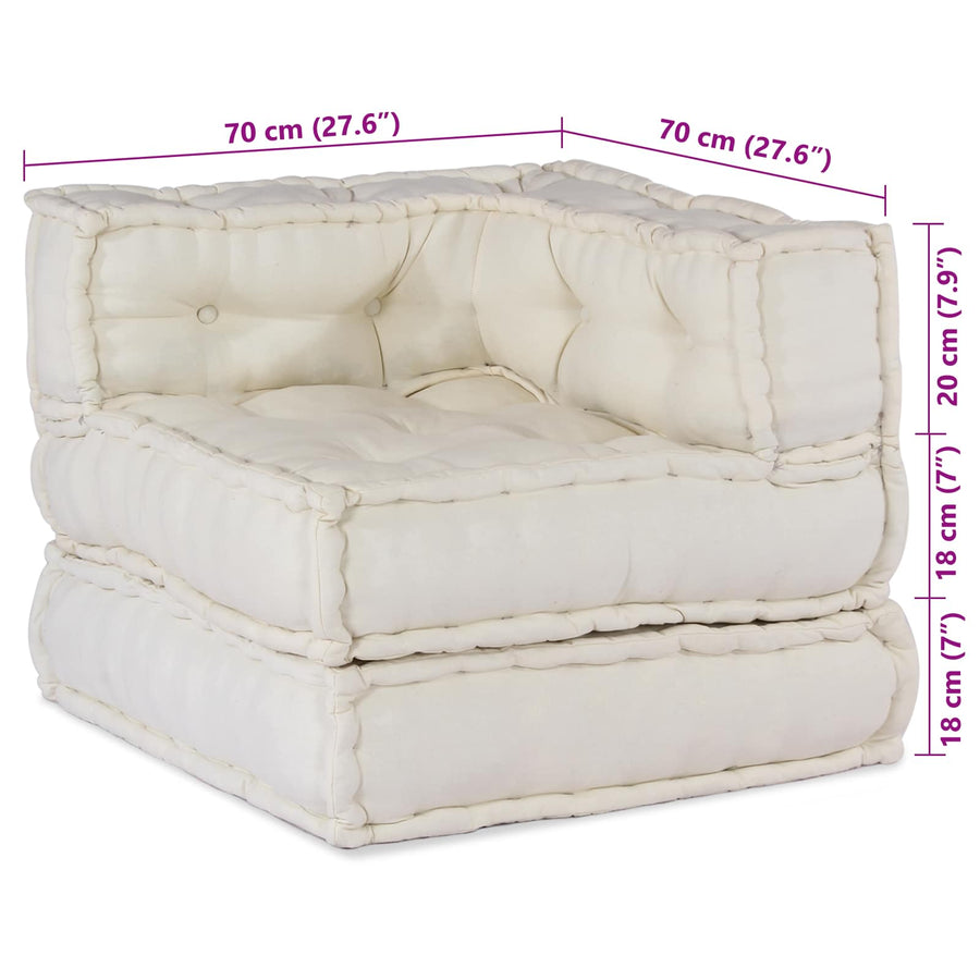 Modular Sofa Unit 2 pcs Fabric Cream 140 x 70 x 56 cm