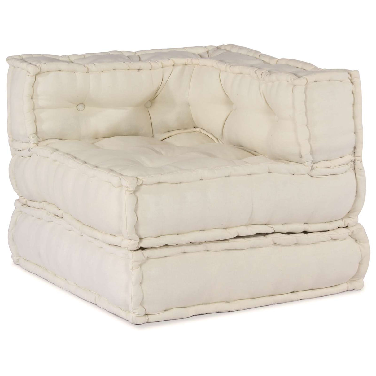 Modular Patchwork Sofa 3 pcs Cream Fabric
