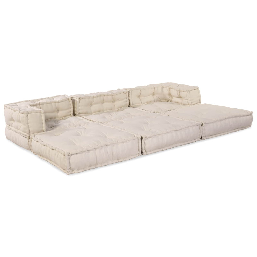 Modular Sofa Unit Fabric Cream 210 x 70 x 56 cm
