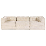 Modular Patchwork Sofa 3 pcs Cream Fabric - Rear View