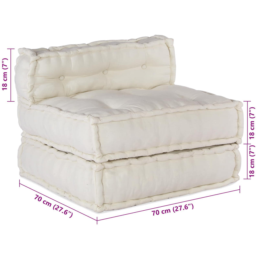 Modular Sofa Unit Fabric Cream 210 x 70 x 56 cm