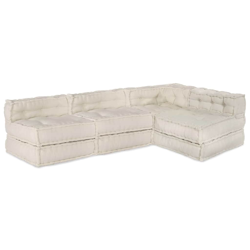 Modular Sofa 4 pcs Cream Fabric