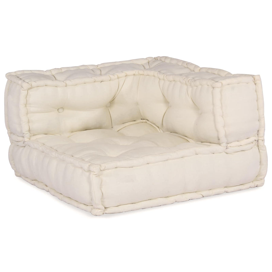 Modular Sofa Unit Fabric Cream 210 x 140 x 56 cm