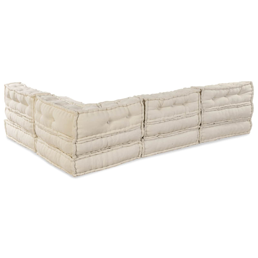 Modular Sofa Unit Fabric Cream 210 x 140 x 56 cm