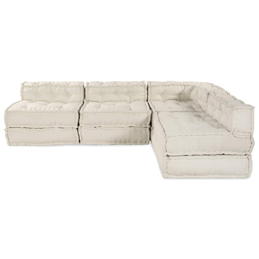 Modular Sofa Unit Fabric Cream 210 x 140 x 56 cm