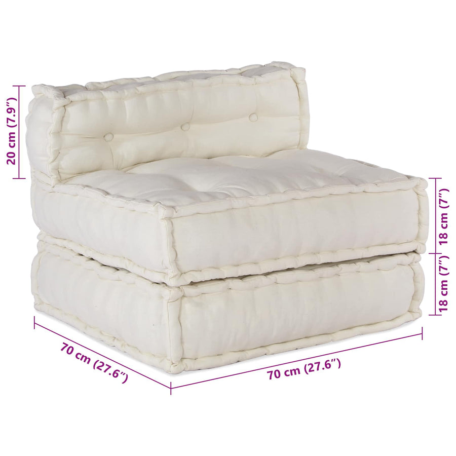 Modular Sofa Unit Fabric Cream 210 x 140 x 56 cm