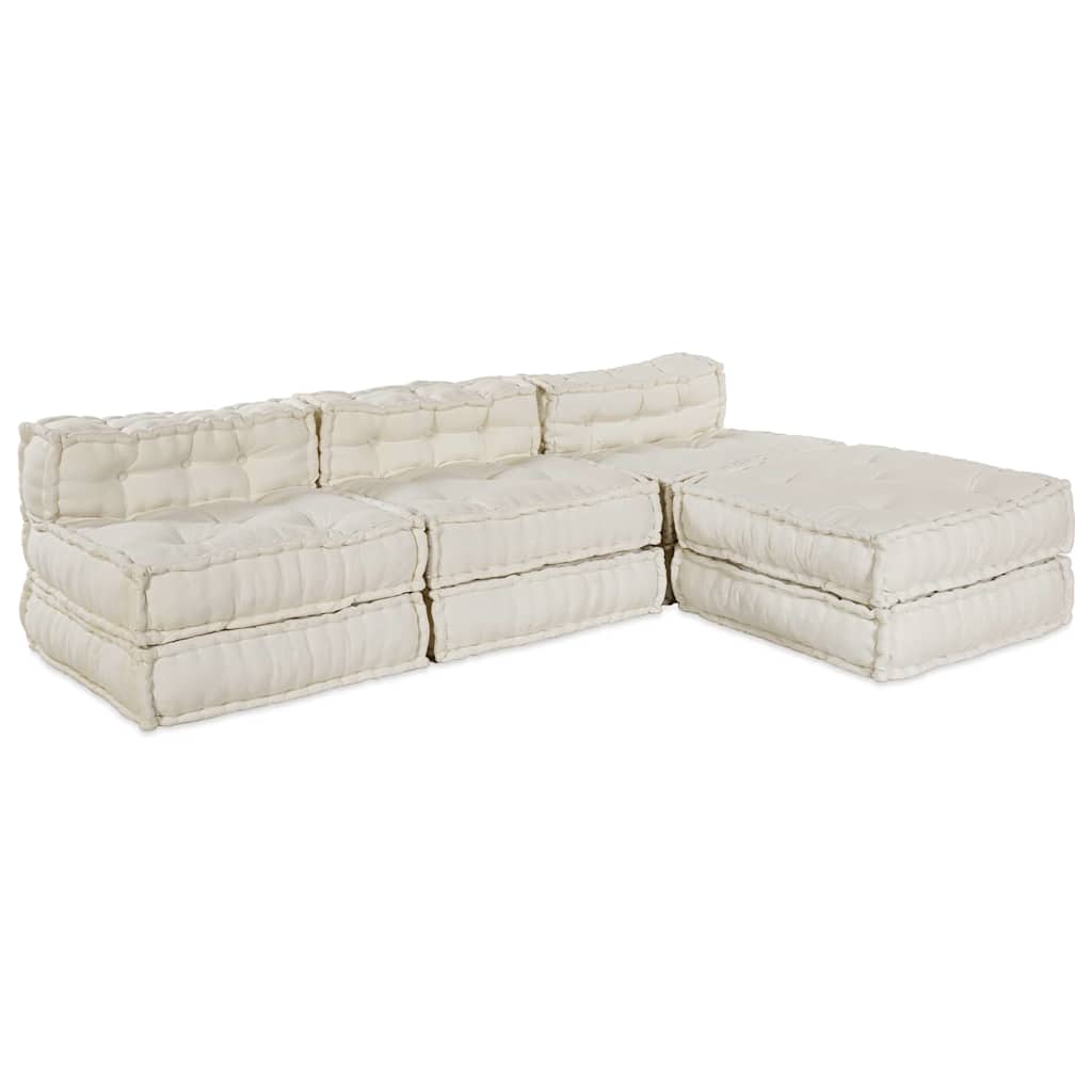 Modular Sofa 4 pcs Cream Fabric