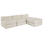 Modular Sofa Unit Fabric Cream 210 x 140 x 56 cm