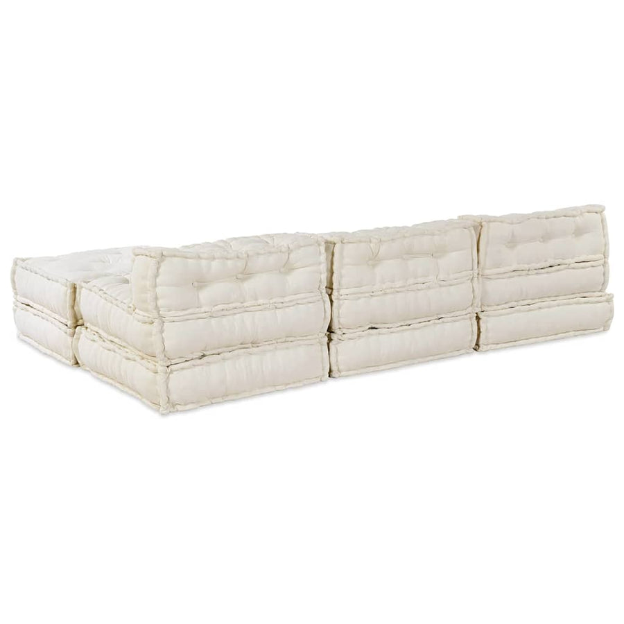 Modular Sofa Unit Fabric Cream 210 x 140 x 56 cm