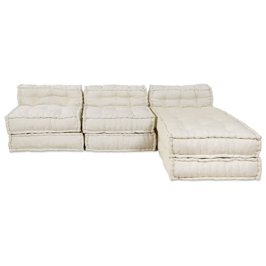 Modular Sofa Unit Fabric Cream 210 x 140 x 56 cm