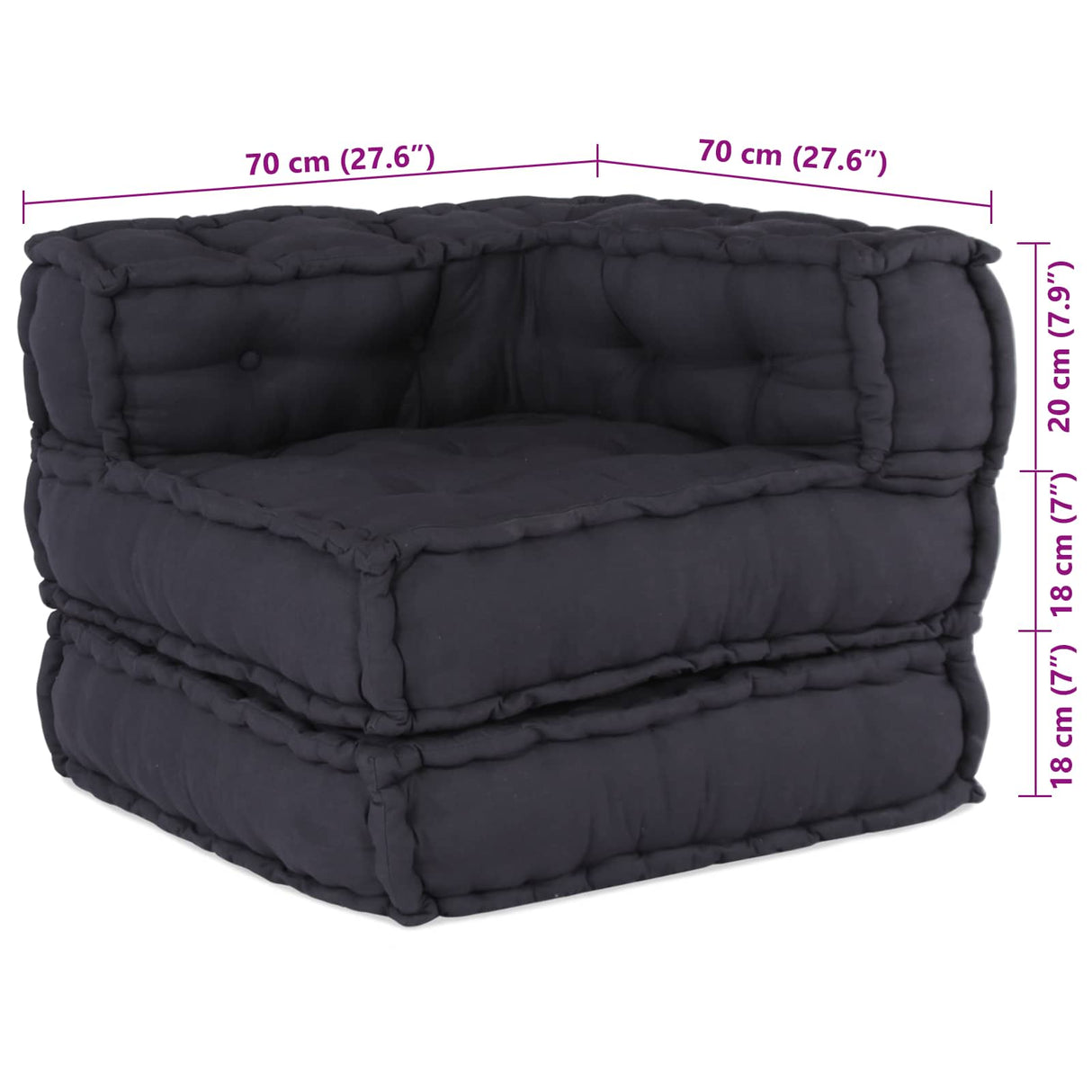 Modular Sofa Unit 2 pcs Anthracite 140 x 70 x 56 cm Fabric