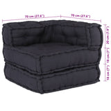 Modular Patchwork Sofa 2 pcs Anthracite 140 x 70 x 56 cm Fabric - Side View