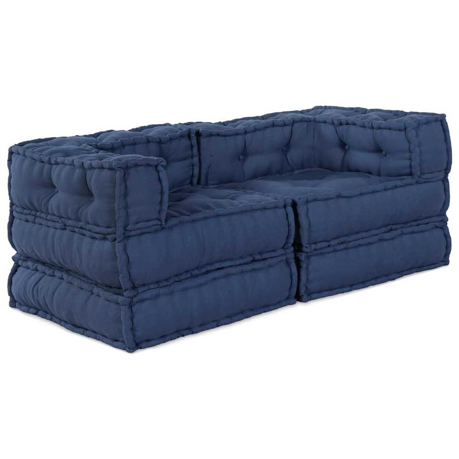 Modular Sofa Unit 2 pcs Fabric Indigo 140 x 70 x 56 cm
