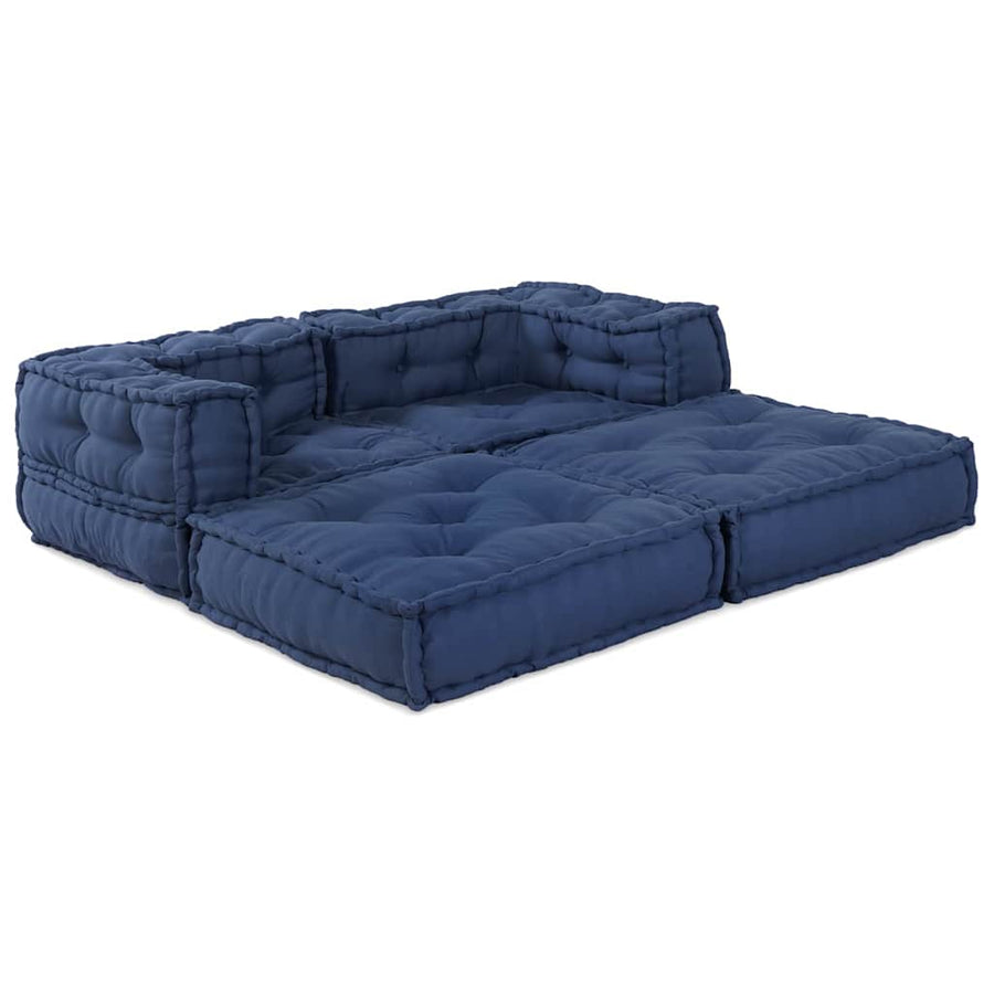 Modular Sofa Unit 2 pcs Fabric Indigo 140 x 70 x 56 cm