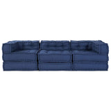 Modular Sofa Unit 3 pcs Indigo Fabric