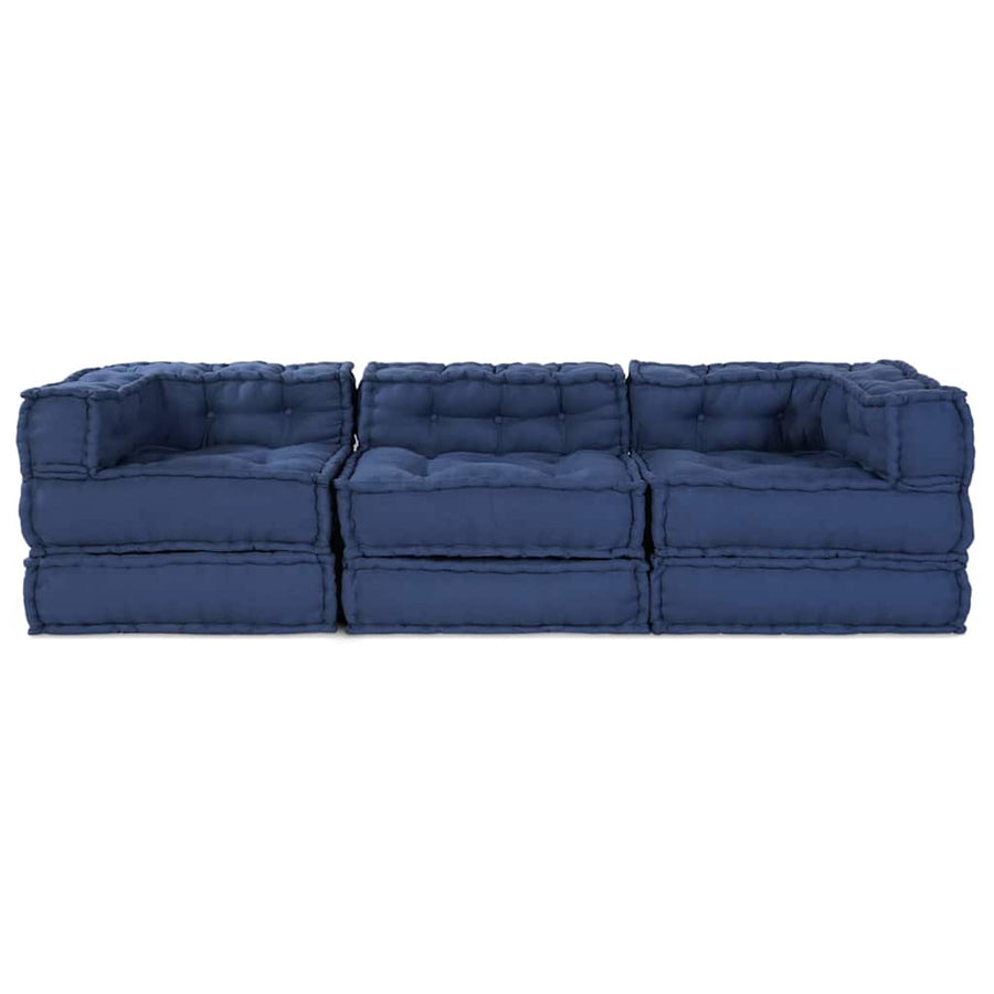 Modular Sofa Unit Fabric Indigo 210 x 70 x 56 cm