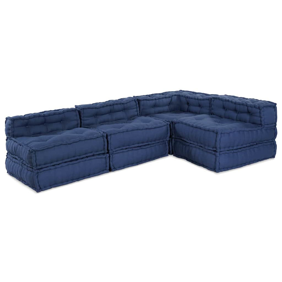 Modular Sofa Unit Fabric Indigo 210 x 140 x 56 cm