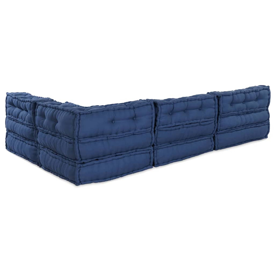 Modular Sofa Unit Fabric Indigo 210 x 140 x 56 cm