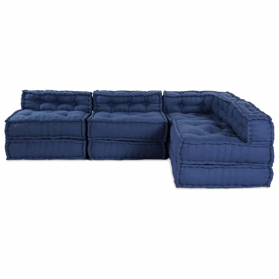 Modular Sofa Unit Fabric Indigo 210 x 140 x 56 cm