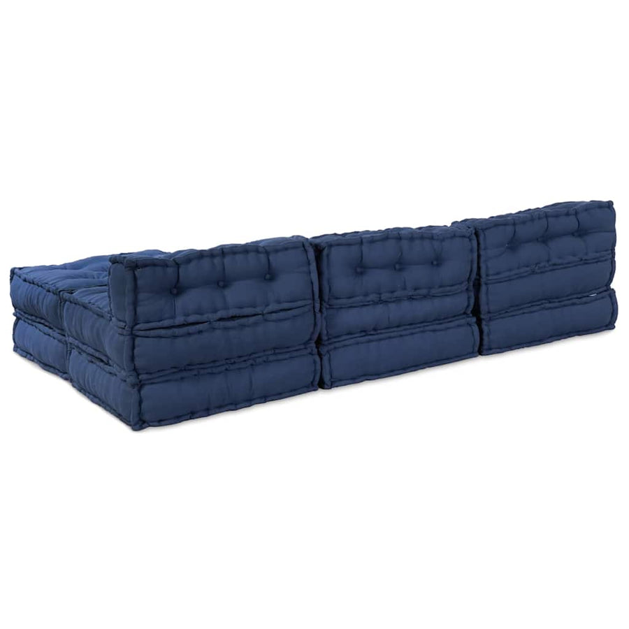 Modular Sofa Unit Fabric Indigo 210 x 140 x 56 cm