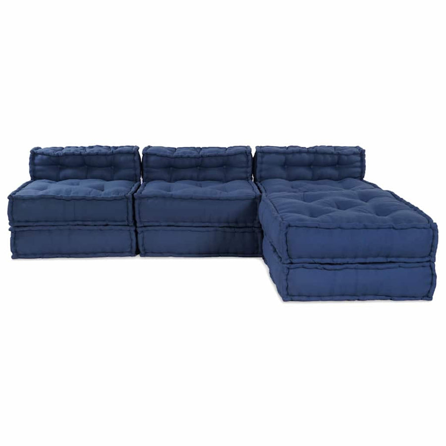 Modular Sofa Unit Fabric Indigo 210 x 140 x 56 cm