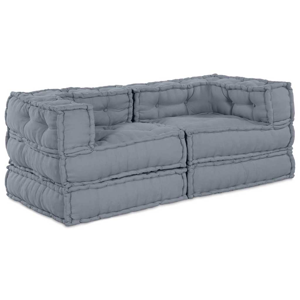 Modular Sofa 2 pcs Grey 70 x 70 x 56 cm Fabric