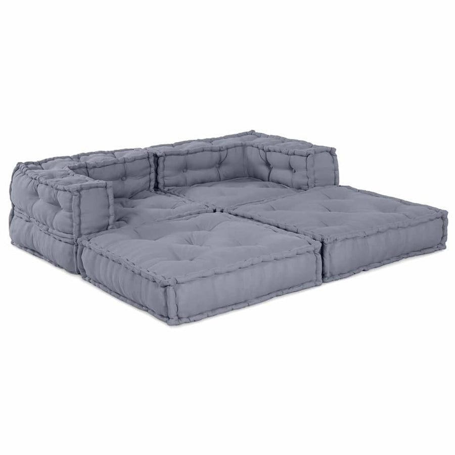 Modular Sofa Unit 2 pcs Fabric Grey 140 x 70 x 56 cm