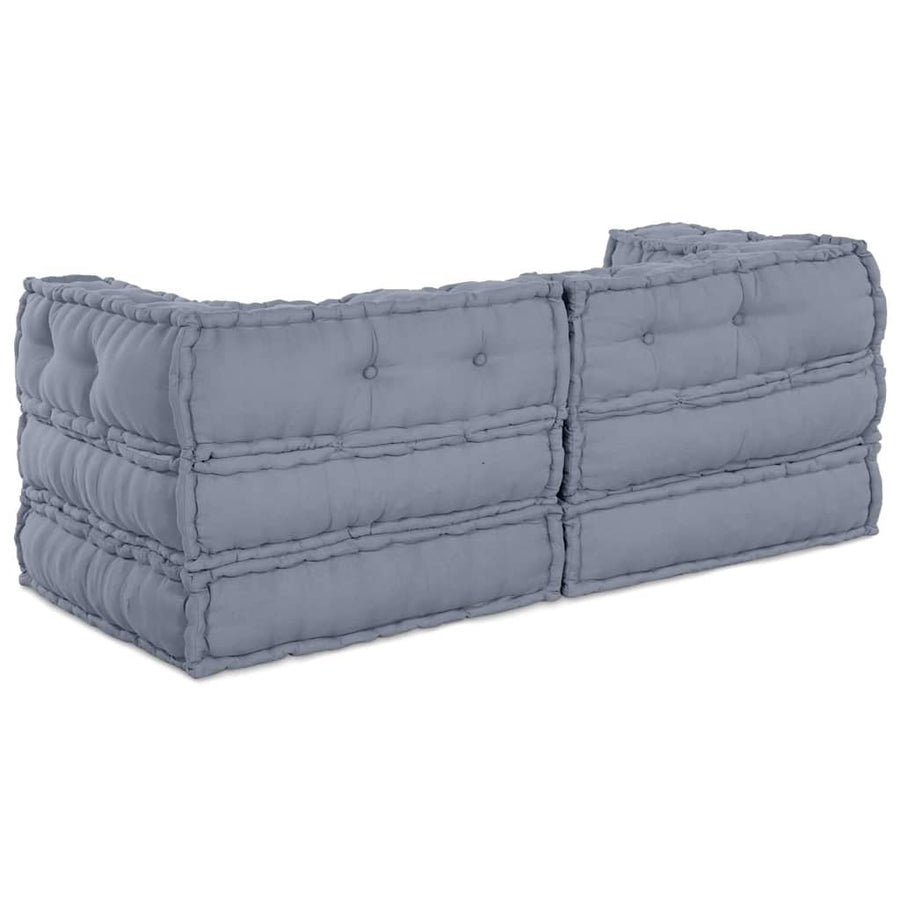 Modular Sofa Unit 2 pcs Fabric Grey 140 x 70 x 56 cm
