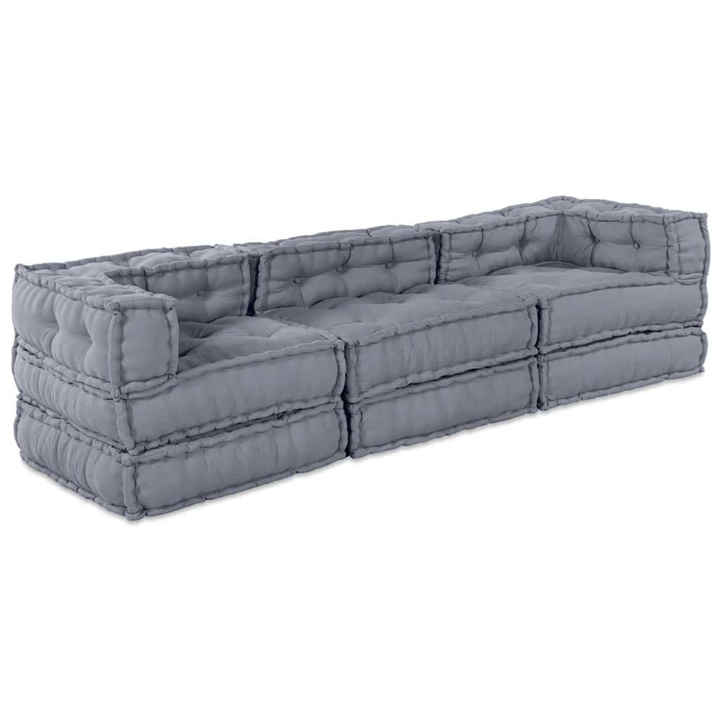 Modular Sofa 3 pcs Grey 70 x 70 x 56 cm Fabric