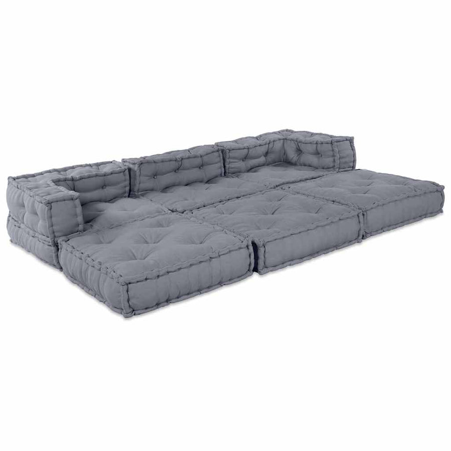 Modular Sofa Unit Fabric Grey 210 x 70 x 56 cm
