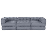 Modular Sofa Unit 3 pcs Grey Fabric