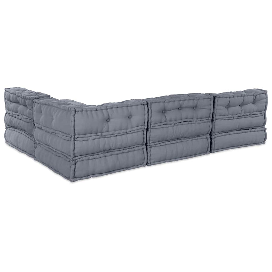 Modular Sofa Unit Fabric Grey 210 x 140 x 56 cm
