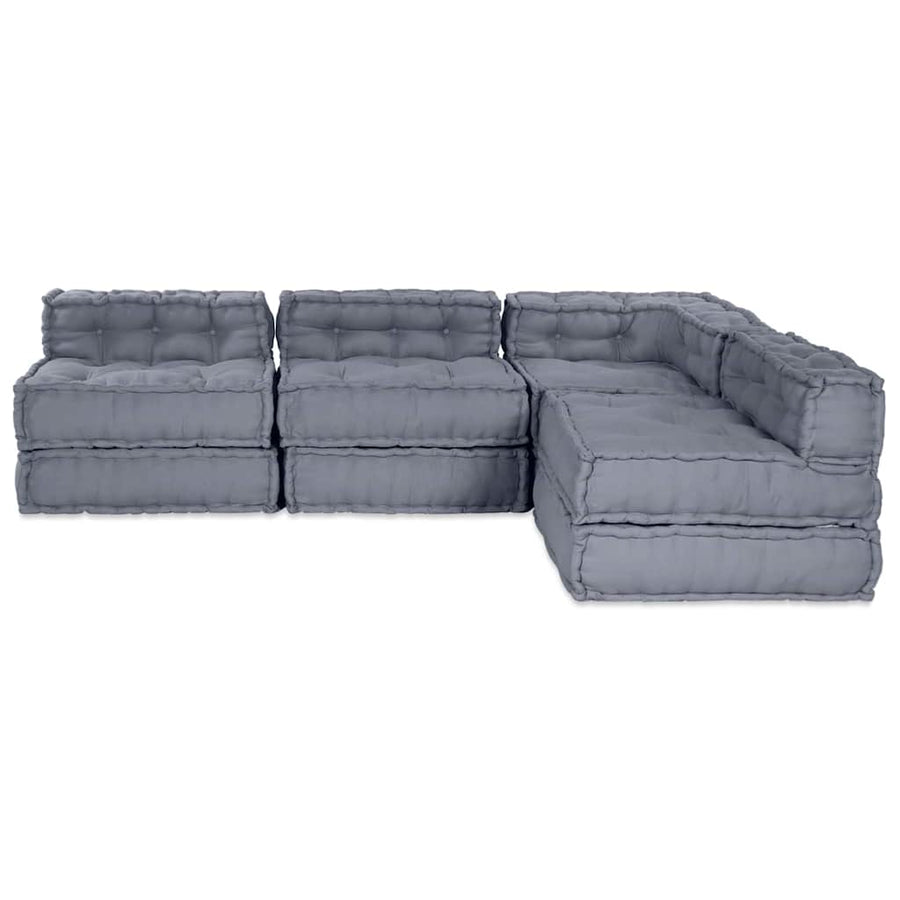 Modular Sofa Unit Fabric Grey 210 x 140 x 56 cm