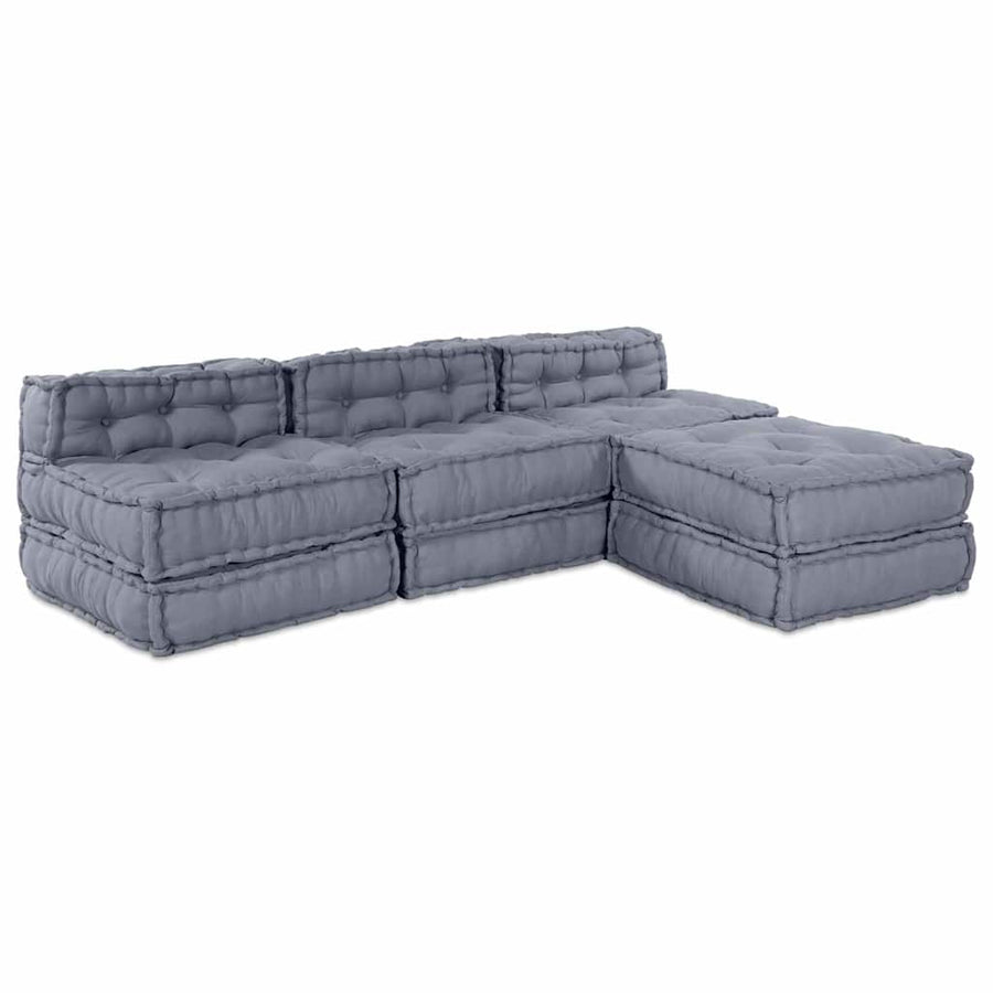 Modular Sofa Unit Fabric Grey 210 x 140 x 56 cm