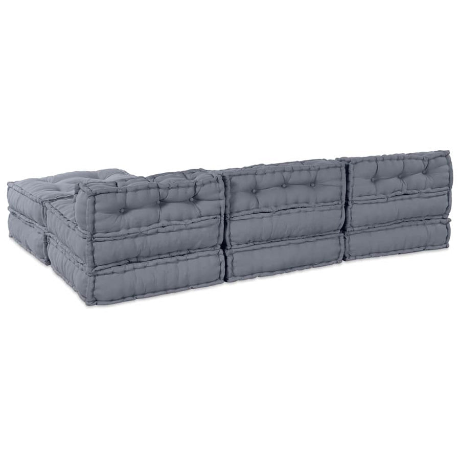 Modular Sofa Unit Fabric Grey 210 x 140 x 56 cm