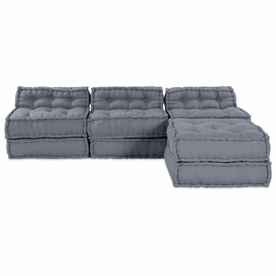 Modular Sofa Unit Fabric Grey 210 x 140 x 56 cm