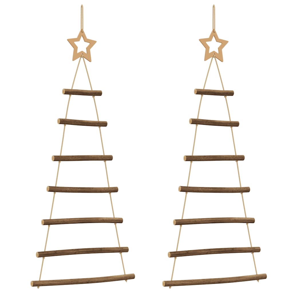 ?Hanging Christmas Trees with Top Stars 2 pcs 42x90 cm Natural Branch