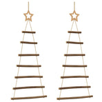 Hanging Christmas Trees with Top Stars 2 pcs 42x90 cm Natural